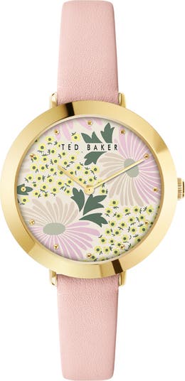 Ted Baker London Ammy Floral Leather Strap Watch, 34mm