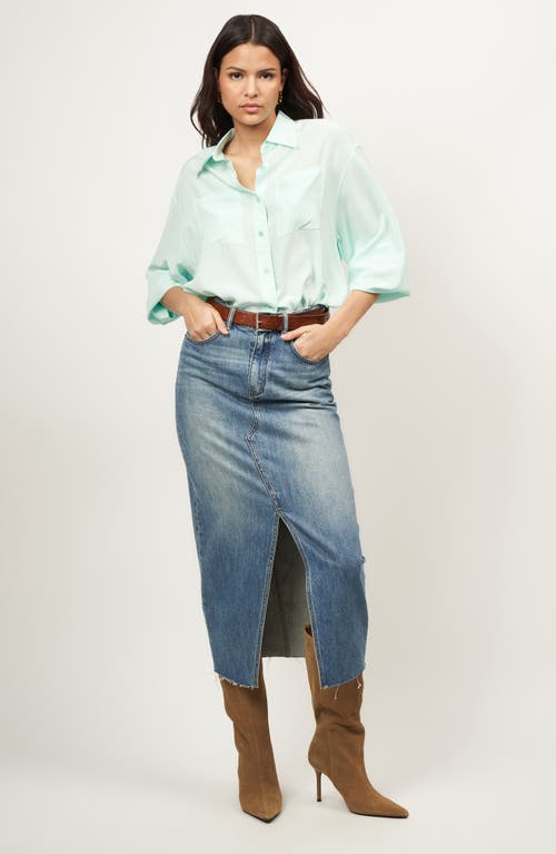 Equipment Oty Oversize Silk Button-up Shirt In Blue Light