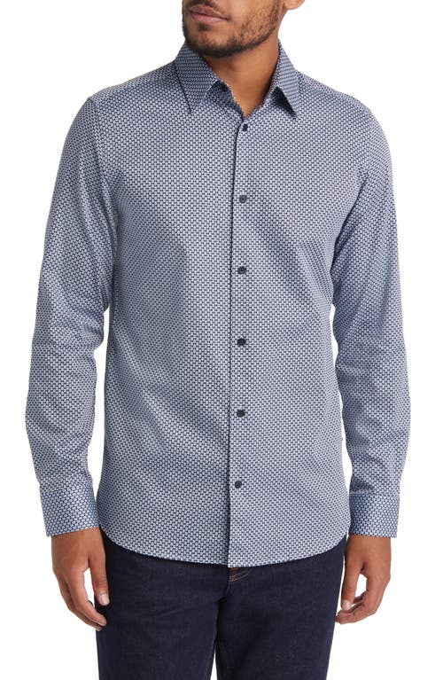 Ted Baker London Faenza Geo Print Stretch Cotton Button-Up Shirt in Navy at Nordstrom, Size 3