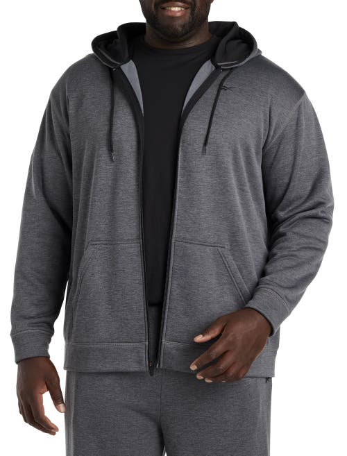 Reebok Performance Zip-Front Hoodie in Pure Grey Heather 