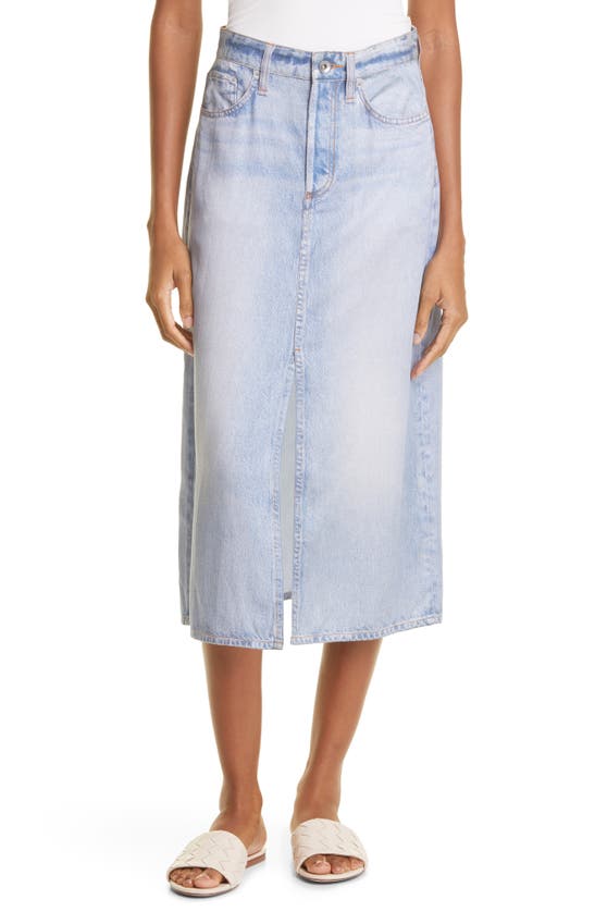 Rag & Bone Straight Miramar Cotton Terry Printed Midi Skirt In Light ...