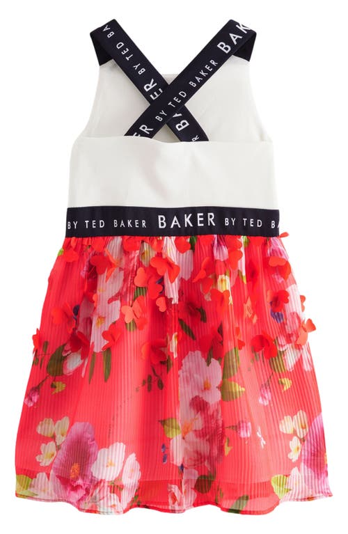 Shop Ted Baker Baker By  Kids' 3d Floral Fit & Flare Dress In Red