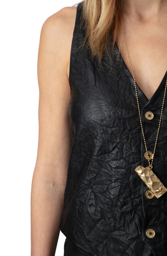 Shop Zadig & Voltaire Emilie Froissé Leather Vest In Noir