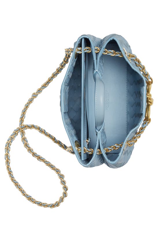 Shop Bottega Veneta Small Andiamo Chain Leather Shoulder Bag In Ice-m Brass