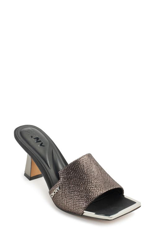 Shop Dkny Kailyn Lizard Embossed Sandal In Pewter