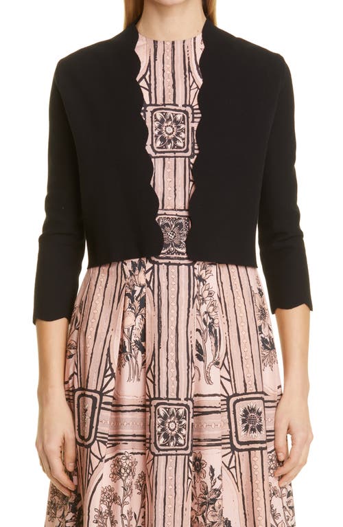 Lela Rose Scallop Trim Bolero Black at Nordstrom,