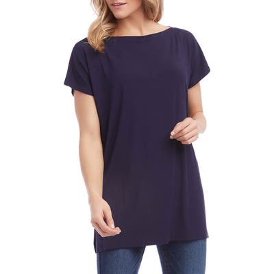 Karen Kane Boatneck Short Sleeve Tunic Top, Blue