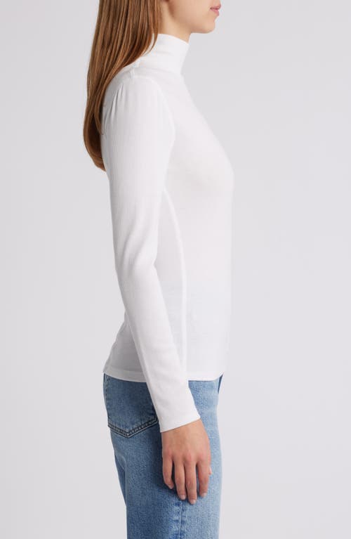 Frame Rib Knit Turtleneck Top In White