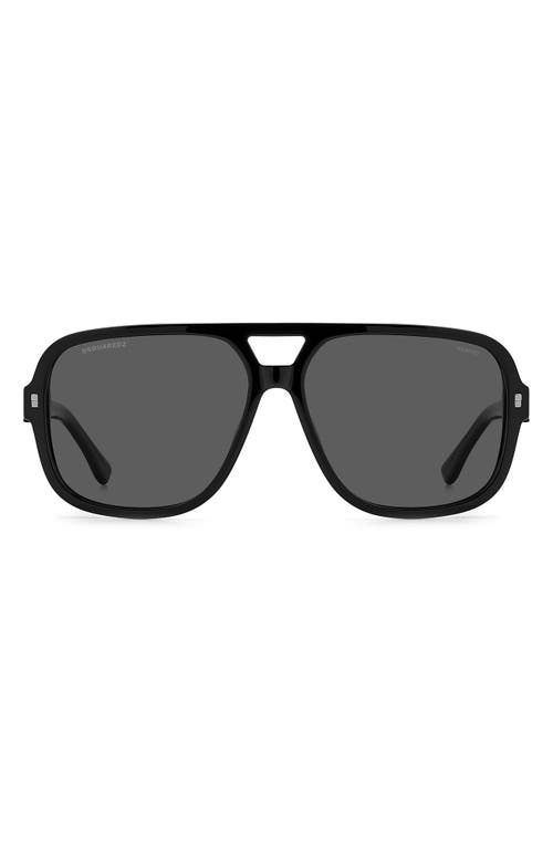 Dsquared2 59mm Polarized Navigator Sunglasses in Black Dark Ruth /Gray