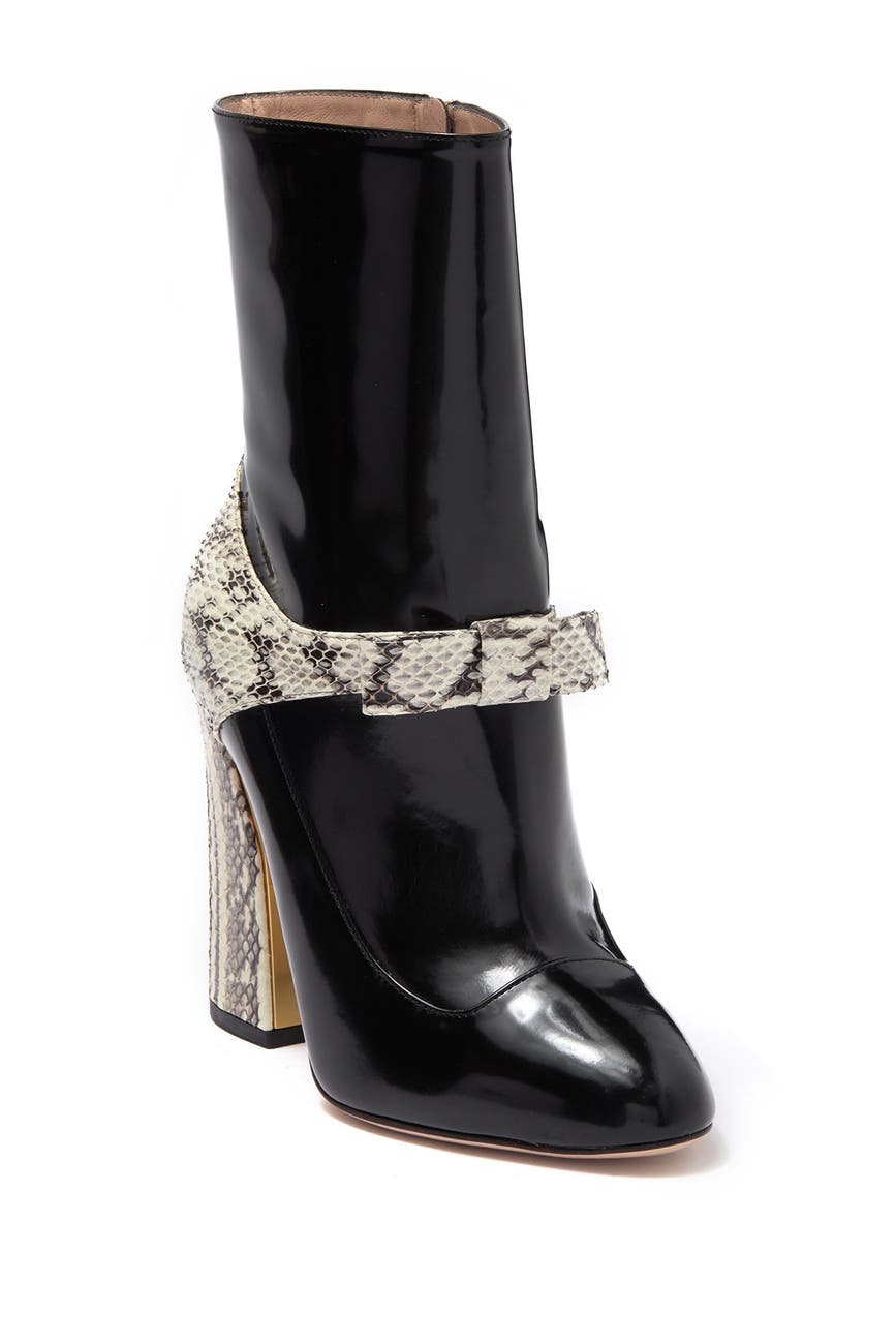 GUCCI Snake Embossed Leather Block Heel Boot Nordstrom Rack