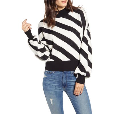 Vero Moda Stripe Mock Neck Sweater, Black