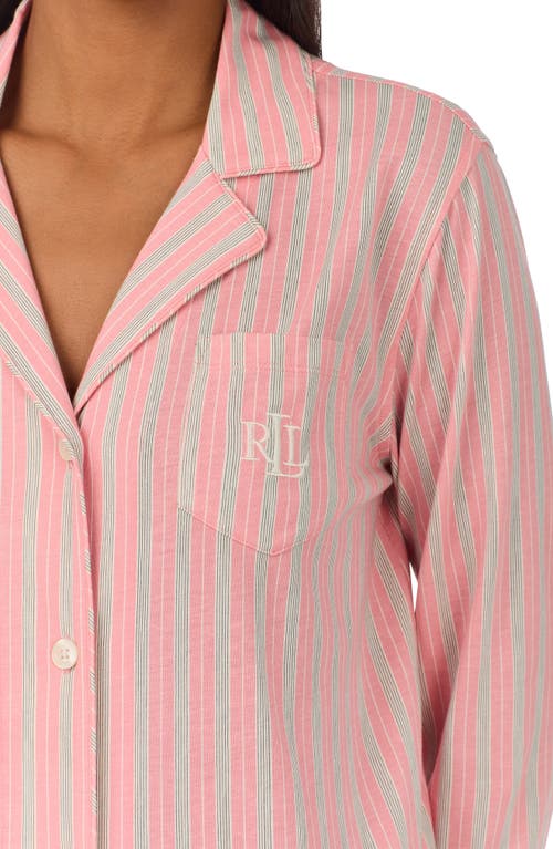 Shop Lauren Ralph Lauren Print Cotton Blend Pajamas In Pink Multi