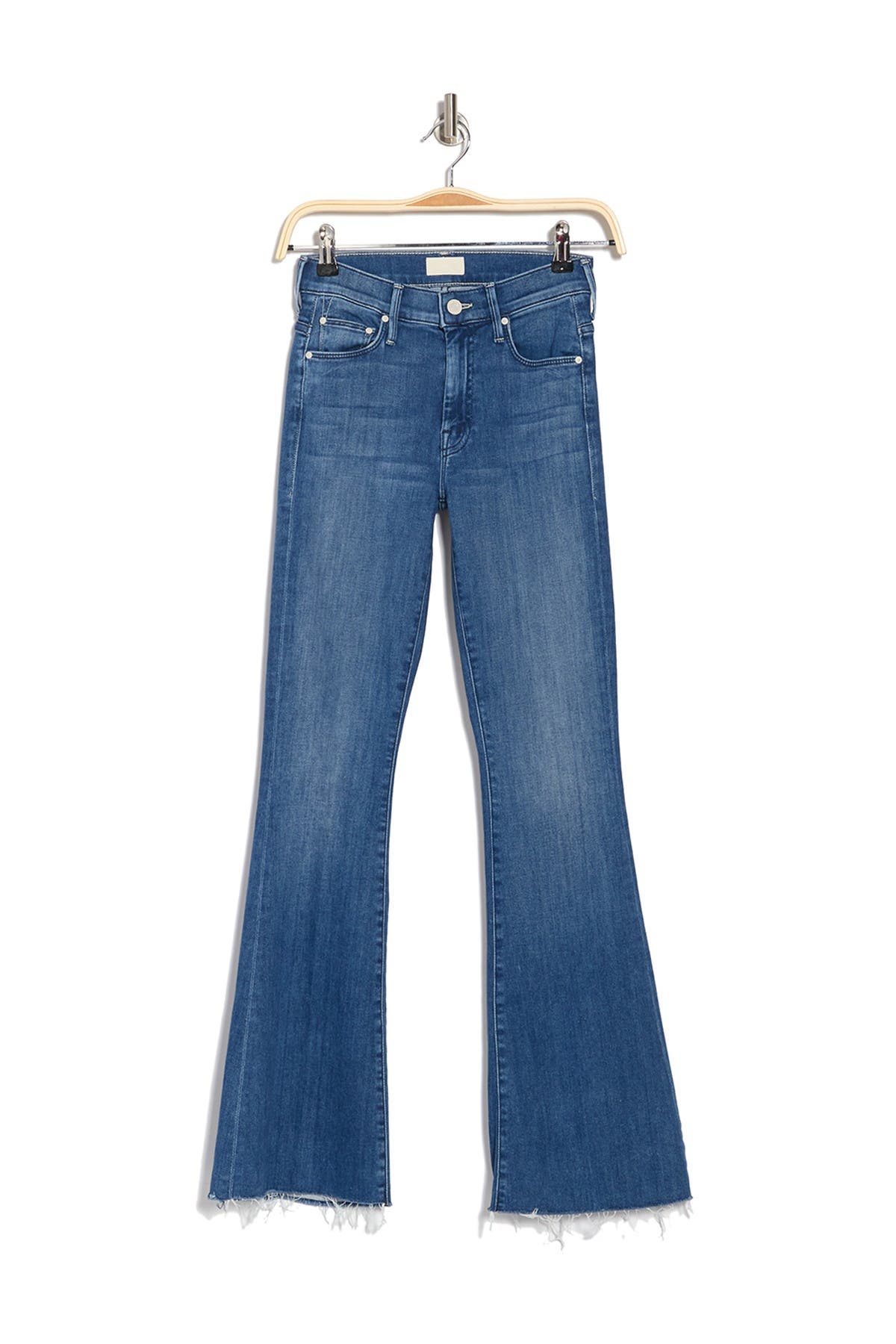 high waisted frayed hem jeans