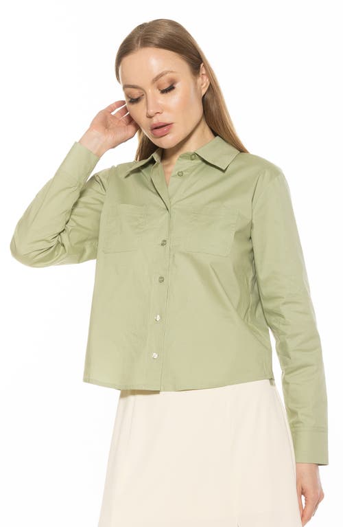 Shop Alexia Admor Roxanne Cotton Button-up Shirt In Sage