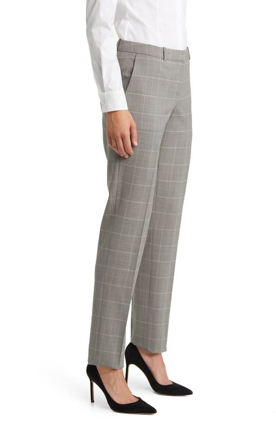 Shop Hugo Boss Tilunana Plaid Wool Pants In Grey Miscellaneous