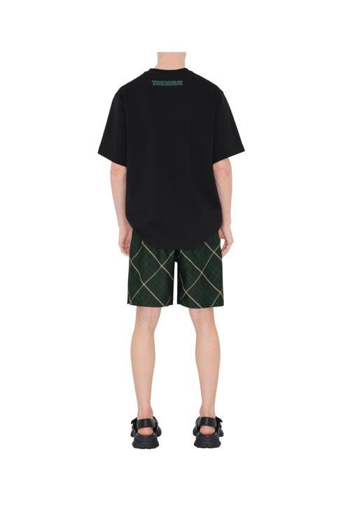 Shop Burberry Check Shorts In Jungle