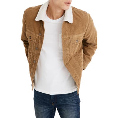 Madewell Fleece Lined Classic Jean Jacket Corduroy Edition, Beige