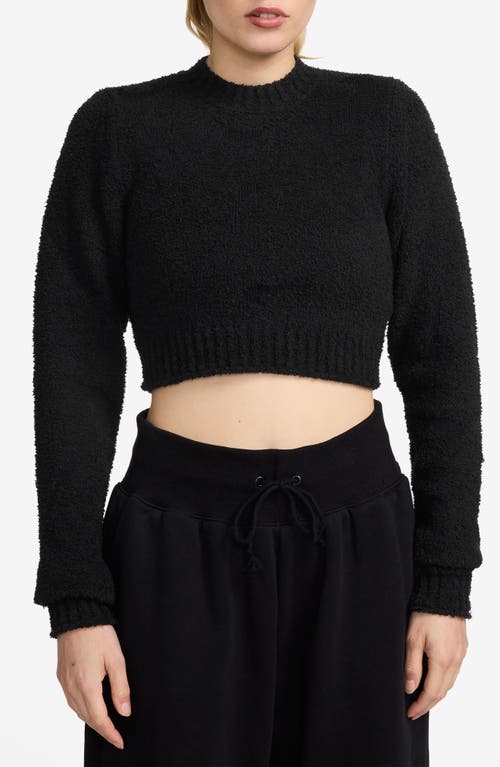 Shop Nike Phoenix Bouclé Long Sleeve Crop Top In Black