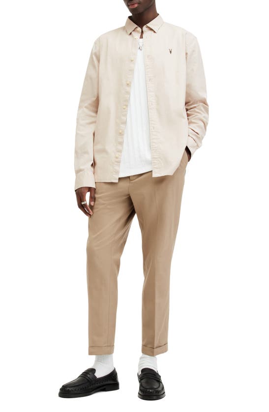 Shop Allsaints Hawthorne Slim Fit Button-up Shirt In Bailey Taupe