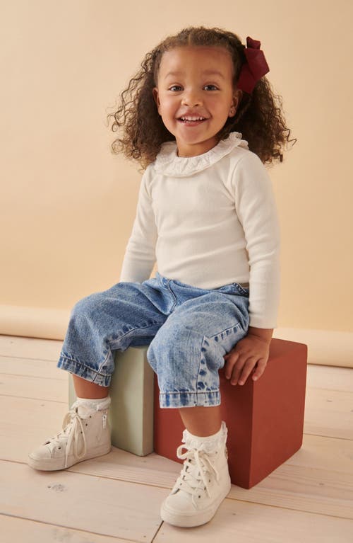 Next Kids' Eyelet Collar Cotton Top In Ivory