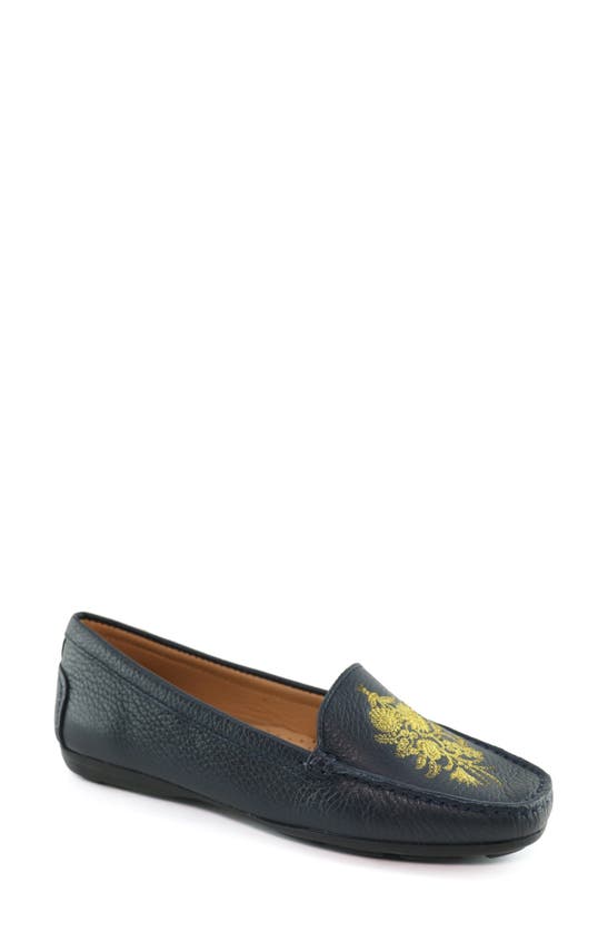 Driver Club Usa Nashville Embroidered Loafer In Navy Tumbled