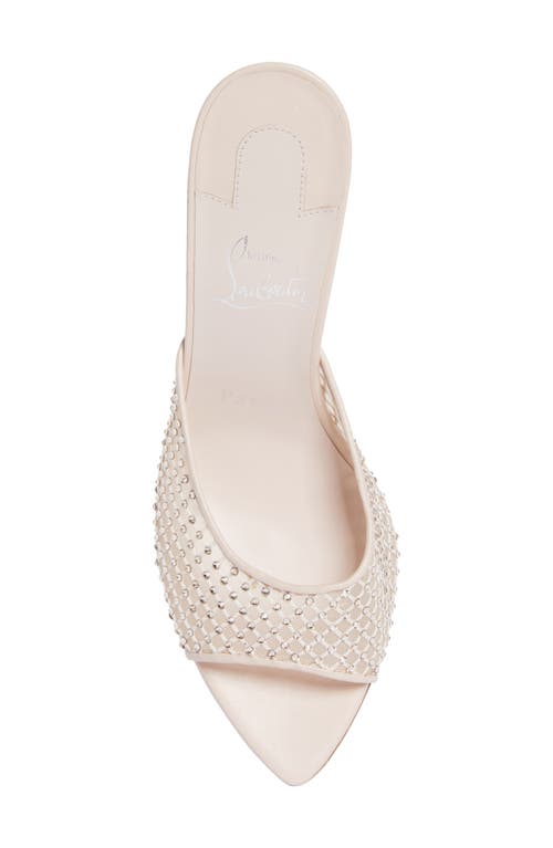 Shop Christian Louboutin Apostropha Crystal Beaded Pointed Toe Slide Sandal In Leche Silk/leche