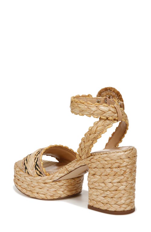 Sam Edelman Iliana Ankle Strap Wedge Dark Natural Multi Raffia In Dark Natural Multi