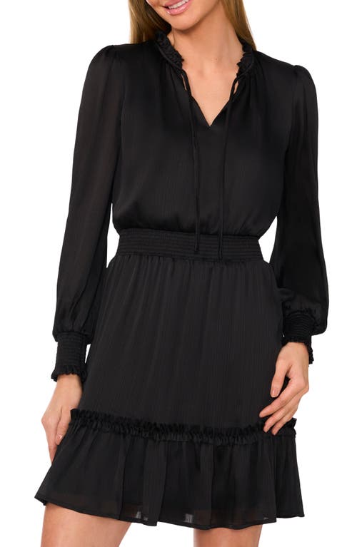 Shop Cece Long Sleeve Split Neck Dress In Rich Black