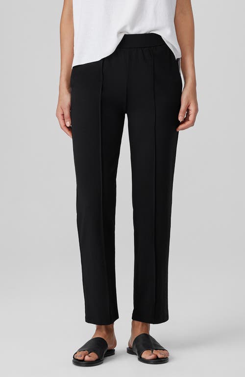 Eileen Fisher Pintuck Pleat Straight Leg Ankle Pants Black at Nordstrom,