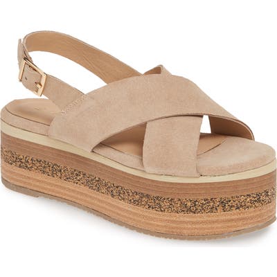 Kaanas Bondi Platform Slingback Sandal, Beige