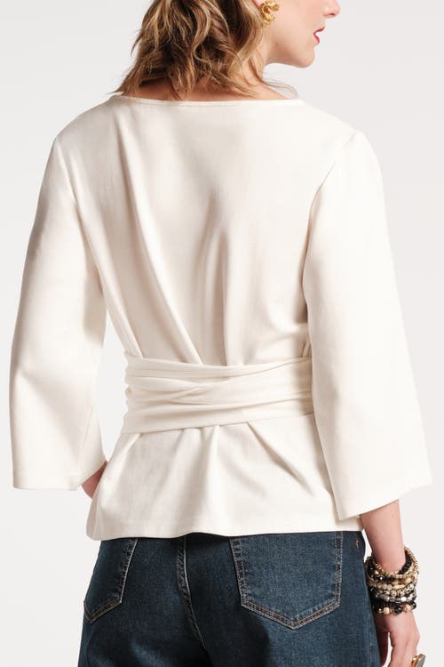 Frances Valentine Whitney Wrap Top In Oyster In Oyster