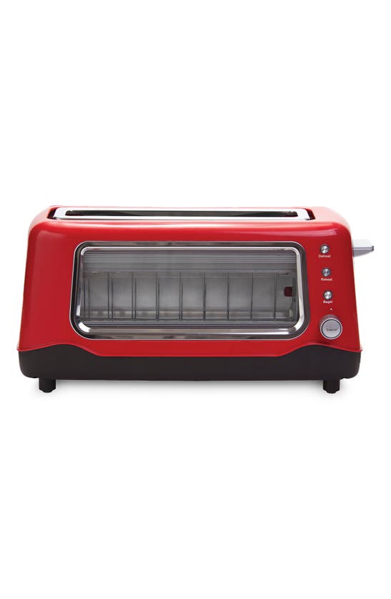 Dash Clear View Toaster In Red