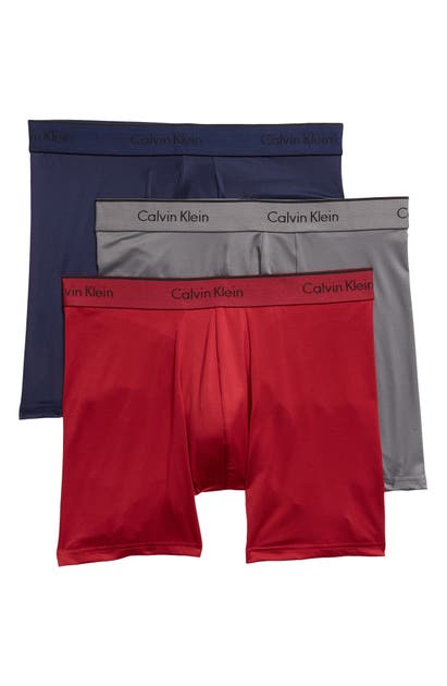 Calvin Klein Men's Cotton Stretch Boxer Briefs 3-pack Nu2666 In Blue, Teal,  Gray
