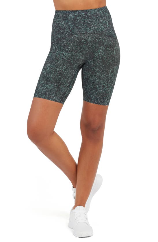 Spanxr Booty Boost® Speckled Bike Shorts In Speckled Emerald