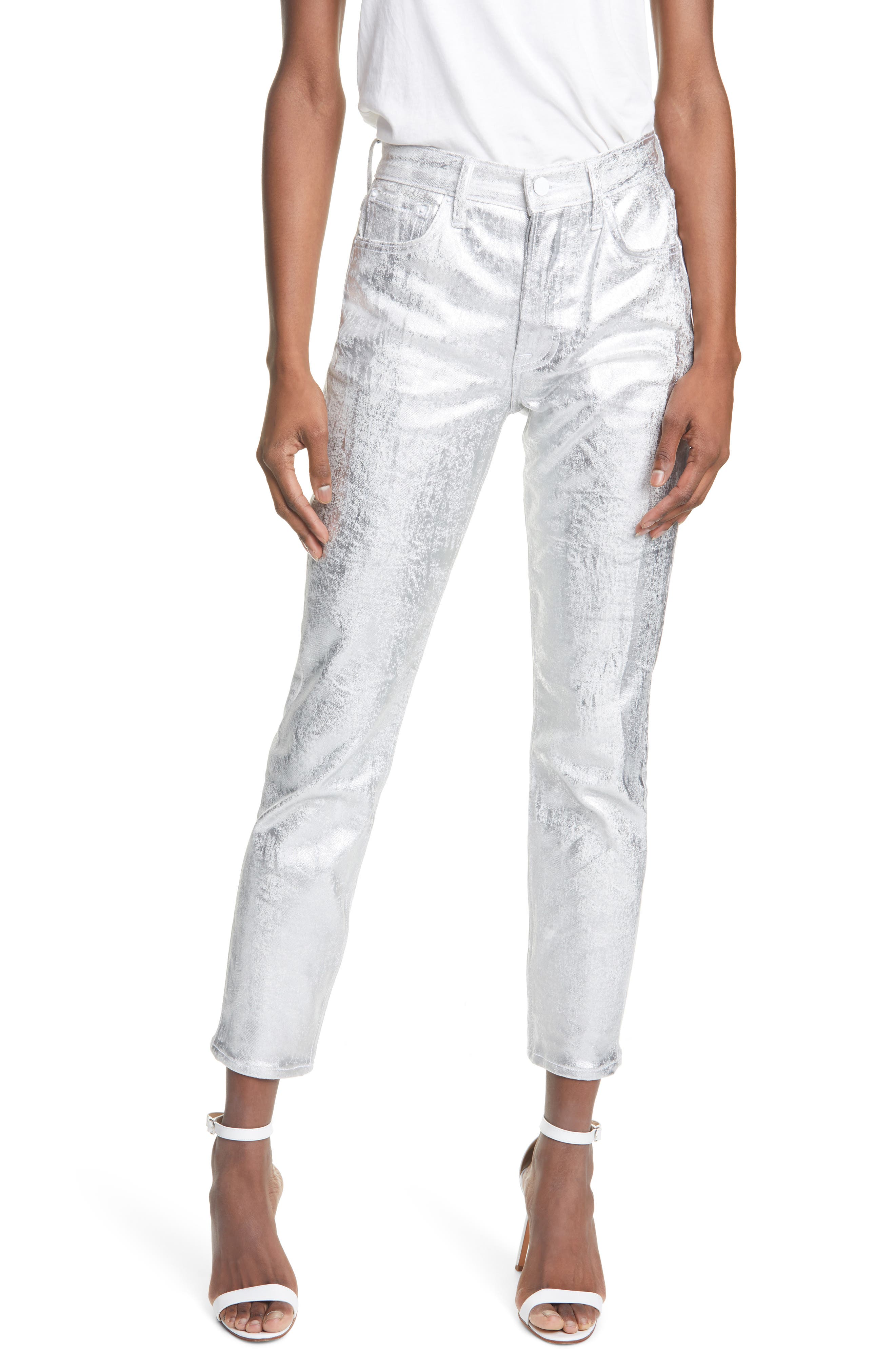 coated high waist jeans