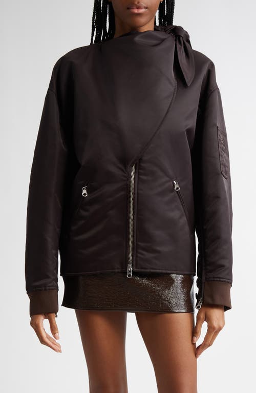 Courrèges Bow Collar Bomber Jacket In Chocolate