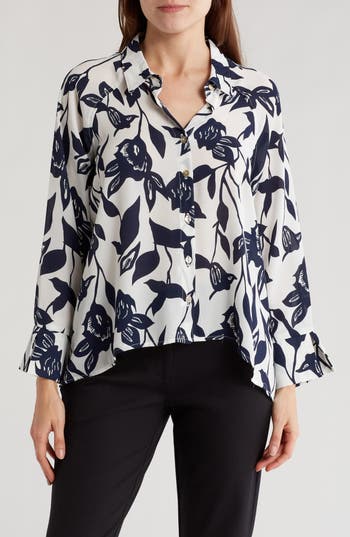 Chenault Floral Button-up Shirt In Black