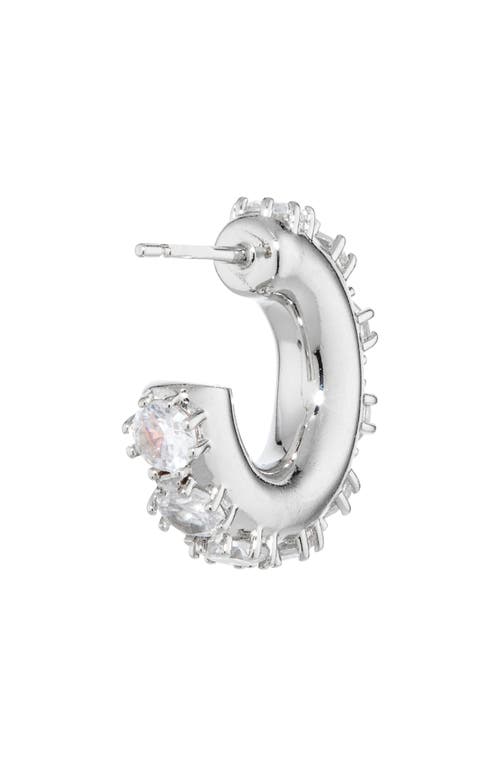 Shop Justine Clenquet Nina Crystal Hoop Earrings In Palladium