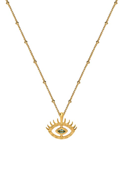 Awe Inspired Blue Topaz Evil Eye Pendant Necklace in Gold Vermeil