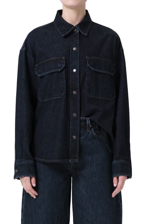 Agolde Gwen Slice Denim Snap-up Shirt In Rinse