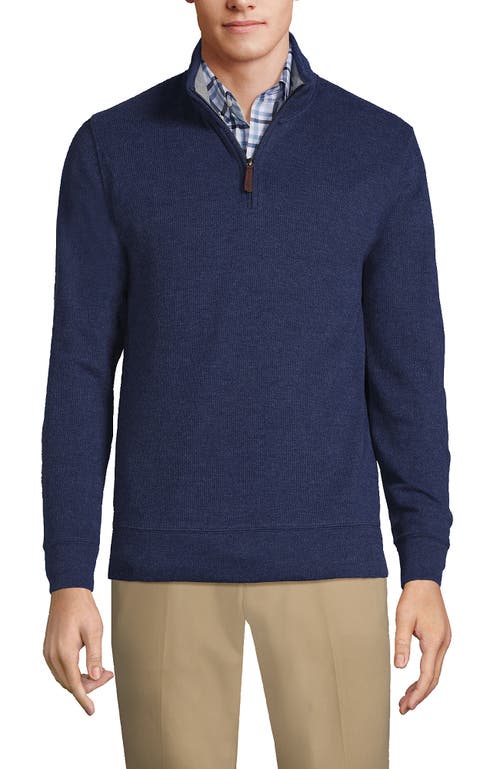 Shop Lands' End Bedford Rib Quarter Zip Sweater In Medium Denim Heather