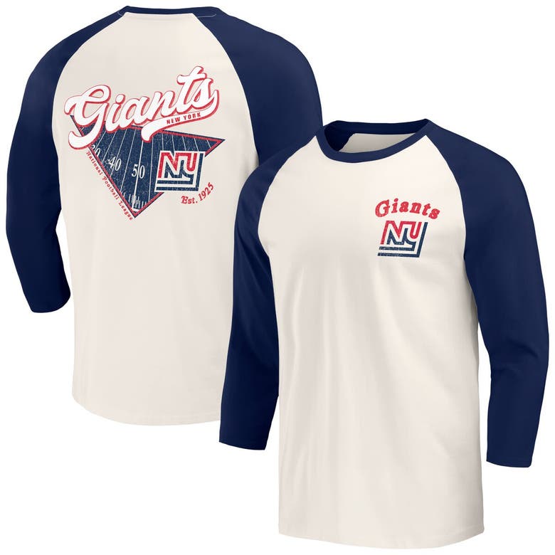 Shop Darius Rucker Collection By Fanatics Navy/white New York Giants Raglan 3/4 Sleeve T-shirt