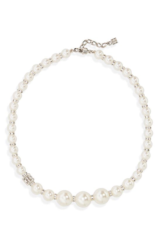 Givenchy Imitation Pearl & Crystal Necklace In White