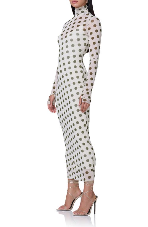 Shop Afrm Shailene Long Sleeve Turtleneck Mesh Dress In Birch Dot