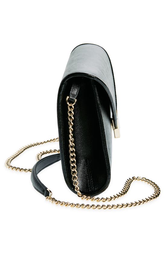 Kate Spade Anna Medium Envelope Leather Convertible Clutch In Black