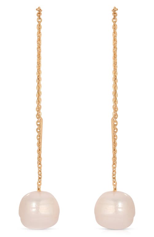 Shop Ettika Freshwater Pearl Threader Earrings In Gold