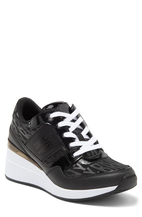 Dkny Posie Wedge Sneaker In Black/ Black