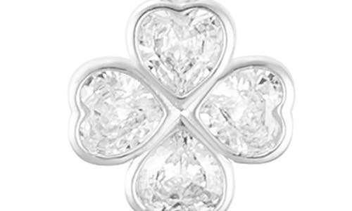 Adornia Sterling Silver Plated Adjustable Clear Crystal Heart Clover Necklace In Silver