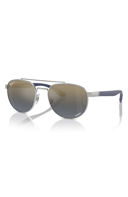 Shop Ray Ban Ray-ban 56mm Polarized Irregular Sunglasses In Silver