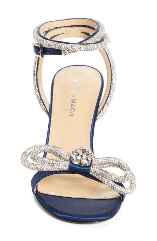 Shop Mach & Mach Double Crystal Bow Sandal In Navy Blue